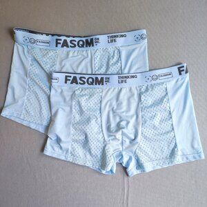 Underwear boxer brief for men's size XL baby blue synthetic silk NWOT lot 2